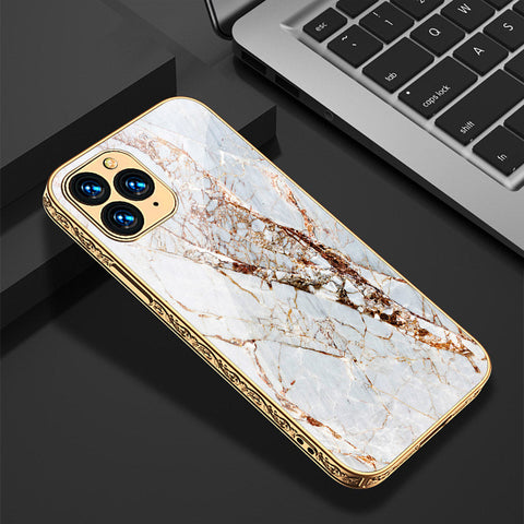iPhone 13 Pro Cover - White Marble Series - Premium Electroplated Shutterproof Case Soft Silicon Borders Case