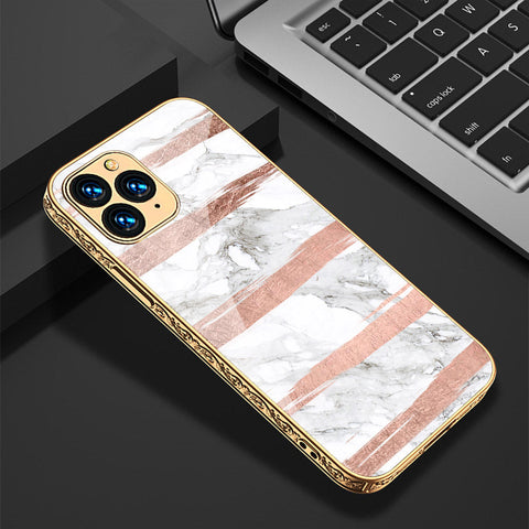 iPhone 13 Pro Cover - White Marble Series - Premium Electroplated Shutterproof Case Soft Silicon Borders Case
