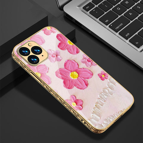 iPhone 12 Pro Cover - Floral Series - Premium Electroplated Shutterproof Case Soft Silicon Borders Case