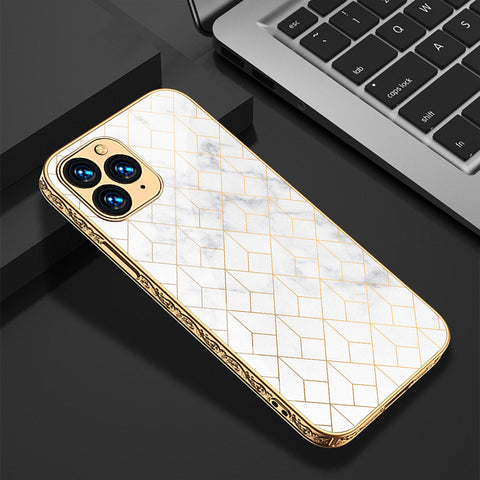 iPhone 13 Pro Cover - White Marble Series 2 - Premium Electroplated Shutterproof Case Soft Silicon Borders Case