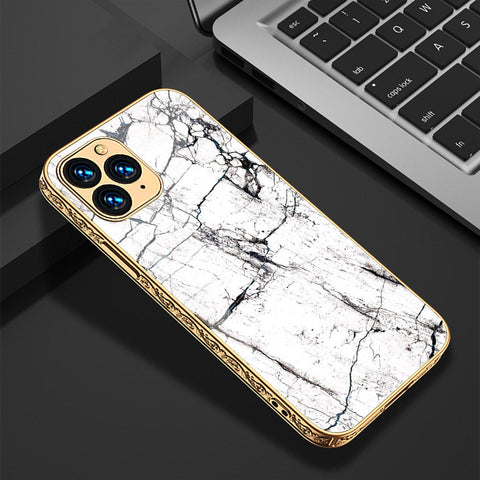 iPhone 13 Pro Cover - White Marble Series 2 - Premium Electroplated Shutterproof Case Soft Silicon Borders Case