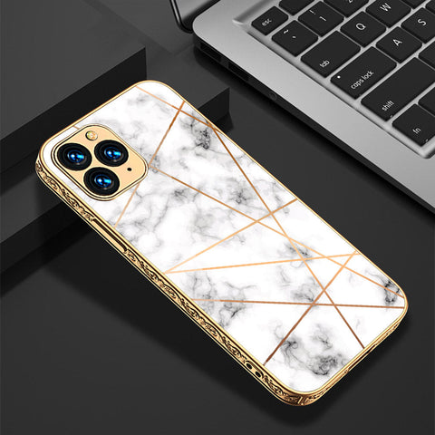iPhone 13 Pro Max Cover - White Marble Series 2 - Premium Electroplated Shutterproof Case Soft Silicon Borders Case