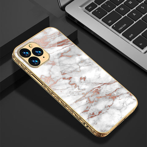 iPhone 13 Pro Cover - White Marble Series 2 - Premium Electroplated Shutterproof Case Soft Silicon Borders Case