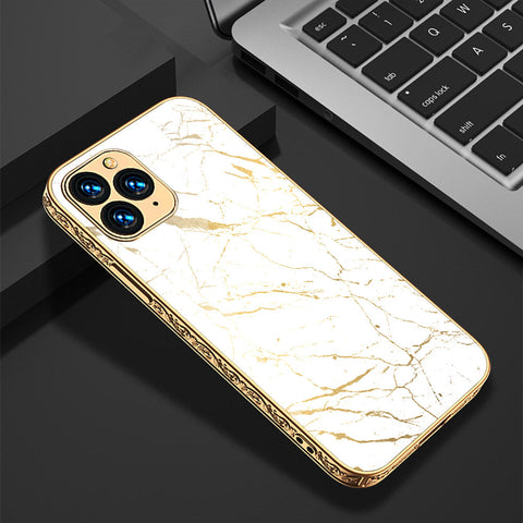 iPhone 13 Pro Max Cover - White Marble Series 2 - Premium Electroplated Shutterproof Case Soft Silicon Borders Case