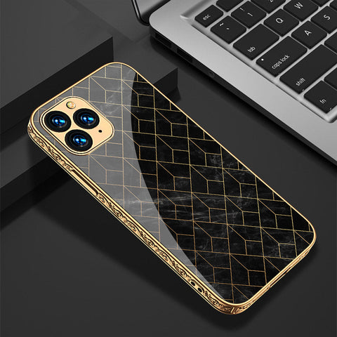 iPhone 13 Pro Max Cover - Black Marble Series - Premium Electroplated Shutterproof Case Soft Silicon Borders Case