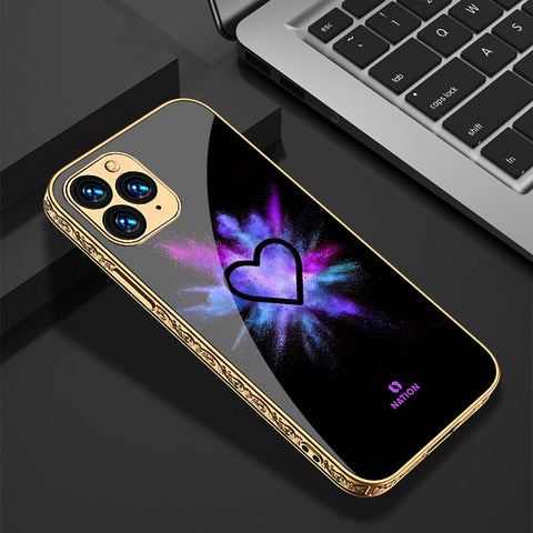 iPhone 13 Pro Max Cover - Onation Heart Series - Premium Electroplated Shutterproof Case Soft Silicon Borders Case