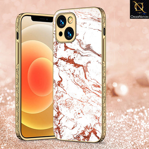 iPhone 15 Cover - White Marble Series 2 - Premium Electroplated Shutterproof Case Soft Silicon Borders Case