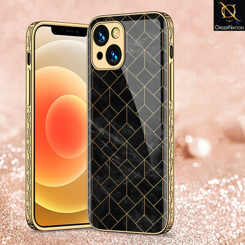 iPhone 15 Cover - Black Marble Series - Premium Electroplated Shutterproof Case Soft Silicon Borders Case
