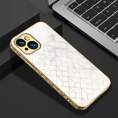 iPhone 15 Cover - White Marble Series 2 - Premium Electroplated Shutterproof Case Soft Silicon Borders Case