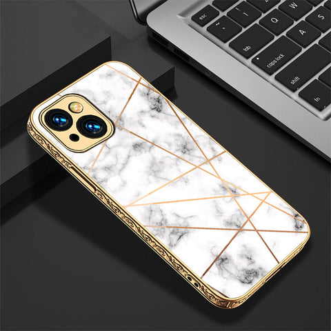 iPhone 15 Cover - White Marble Series 2 - Premium Electroplated Shutterproof Case Soft Silicon Borders Case