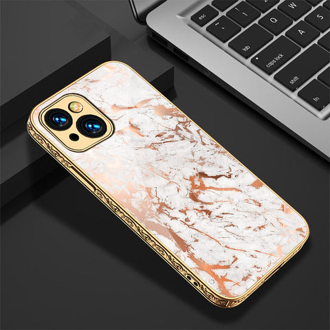 iPhone 15 Cover - White Marble Series 2 - Premium Electroplated Shutterproof Case Soft Silicon Borders Case