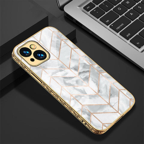 iPhone 15 Cover - White Marble Series 2 - Premium Electroplated Shutterproof Case Soft Silicon Borders Case
