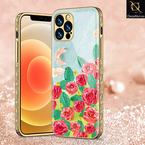 iPhone 15 Pro Cover - Floral Series - Premium Electroplated Shutterproof Case Soft Silicon Borders Case