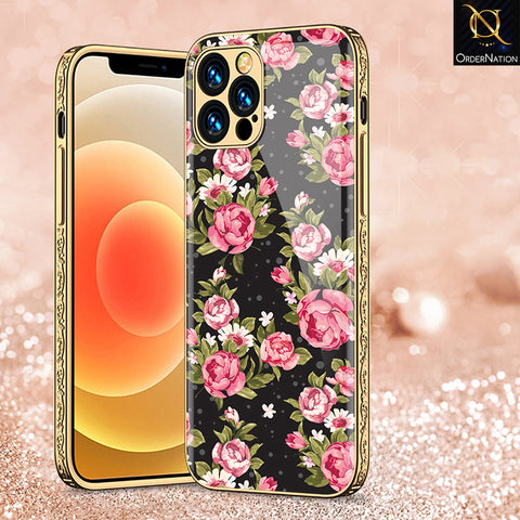 iPhone 14 Pro Max Cover - Floral Series - Premium Electroplated Shutterproof Case Soft Silicon Borders Case