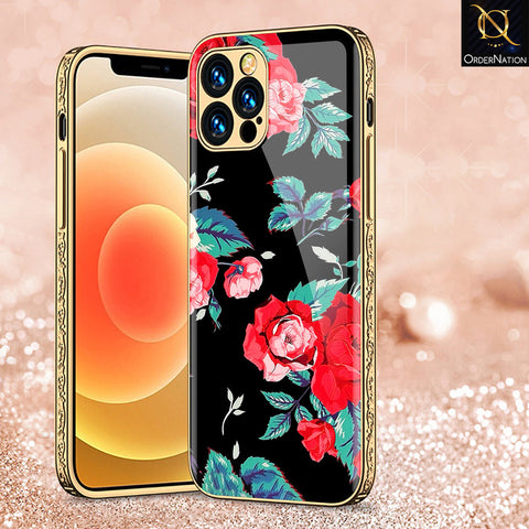 iPhone 14 Pro Max Cover - Floral Series - Premium Electroplated Shutterproof Case Soft Silicon Borders Case