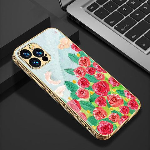 iPhone 15 Pro Cover - Floral Series - Premium Electroplated Shutterproof Case Soft Silicon Borders Case