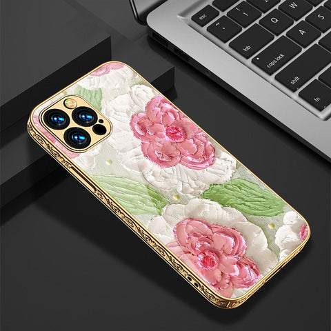 iPhone 15 Pro Cover - Floral Series - Premium Electroplated Shutterproof Case Soft Silicon Borders Case