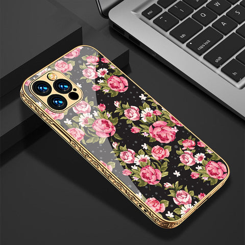 iPhone 14 Pro Max Cover - Floral Series - Premium Electroplated Shutterproof Case Soft Silicon Borders Case