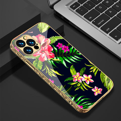 iPhone 15 Pro Cover - Floral Series - Premium Electroplated Shutterproof Case Soft Silicon Borders Case