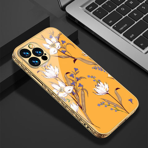 iPhone 14 Pro Max Cover - Floral Series - Premium Electroplated Shutterproof Case Soft Silicon Borders Case