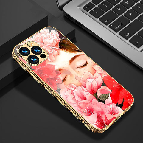 iPhone 14 Pro Max Cover - Floral Series - Premium Electroplated Shutterproof Case Soft Silicon Borders Case