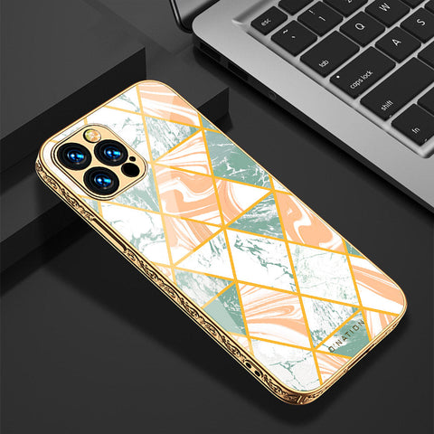 iPhone 14 Pro Max Cover - O'Nation Shades of Marble Series - Premium Electroplated Shutterproof Case Soft Silicon Borders Case