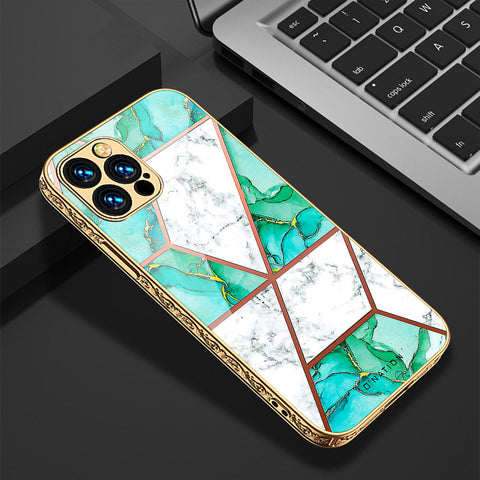 iPhone 14 Pro Max Cover - O'Nation Shades of Marble Series - Premium Electroplated Shutterproof Case Soft Silicon Borders Case