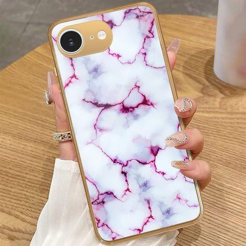 iPhone 16e - White Marble Series - HQ Premium Shine Durable Golden Electroplate Case