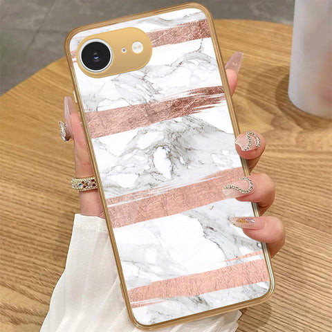 iPhone 16e - White Marble Series - HQ Premium Shine Durable Golden Electroplate Case