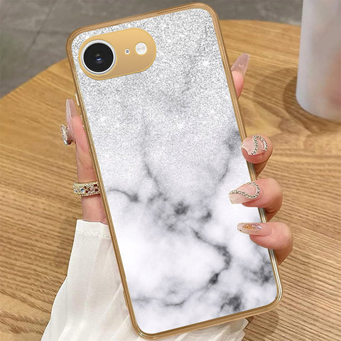 iPhone 16e - White Marble Series - HQ Premium Shine Durable Golden Electroplate Case