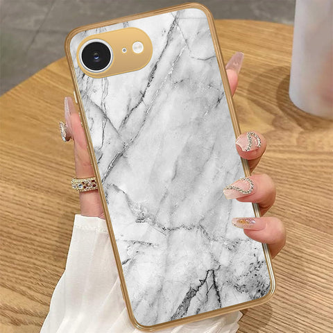 iPhone 16e - White Marble Series - HQ Premium Shine Durable Golden Electroplate Case