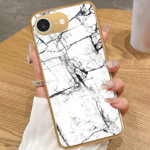 iPhone 16e - White Marble Series 2 - HQ Premium Shine Durable Golden Electroplate Case