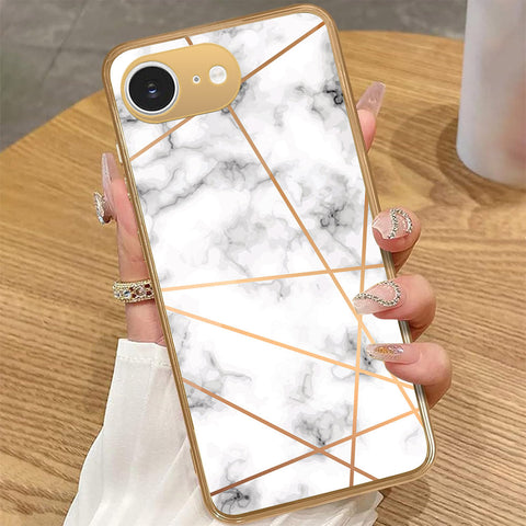 iPhone 16e - White Marble Series 2 - HQ Premium Shine Durable Golden Electroplate Case