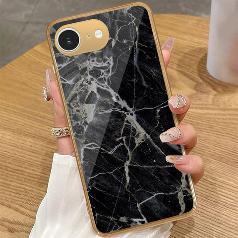 iPhone 16e - Black Marble Series - HQ Premium Shine Durable Golden Electroplate Case