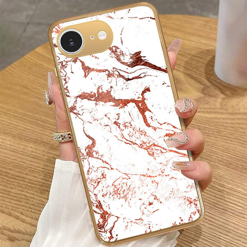 iPhone 16e - White Marble Series 2 - HQ Premium Shine Durable Golden Electroplate Case