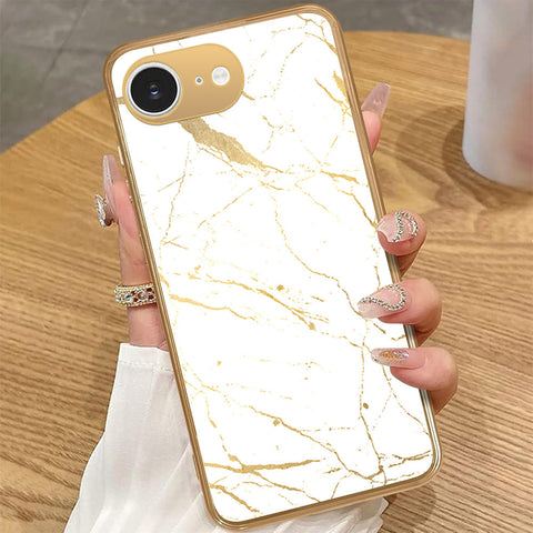 iPhone 16e - White Marble Series 2 - HQ Premium Shine Durable Golden Electroplate Case