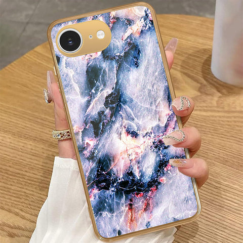 iPhone 16e - White Marble Series 2 - HQ Premium Shine Durable Golden Electroplate Case