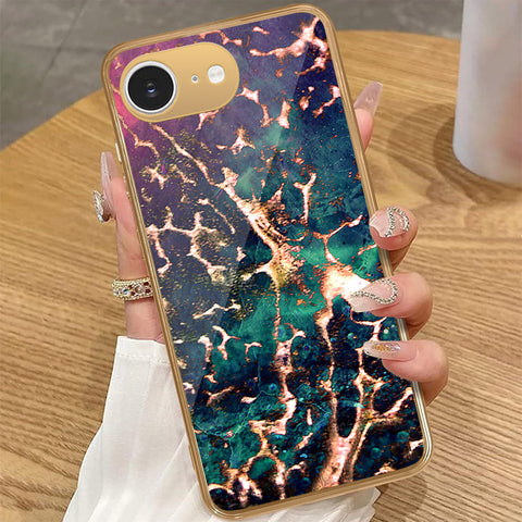 iPhone 16e - Colorful Marble Series - HQ Premium Shine Durable Golden Electroplate Case