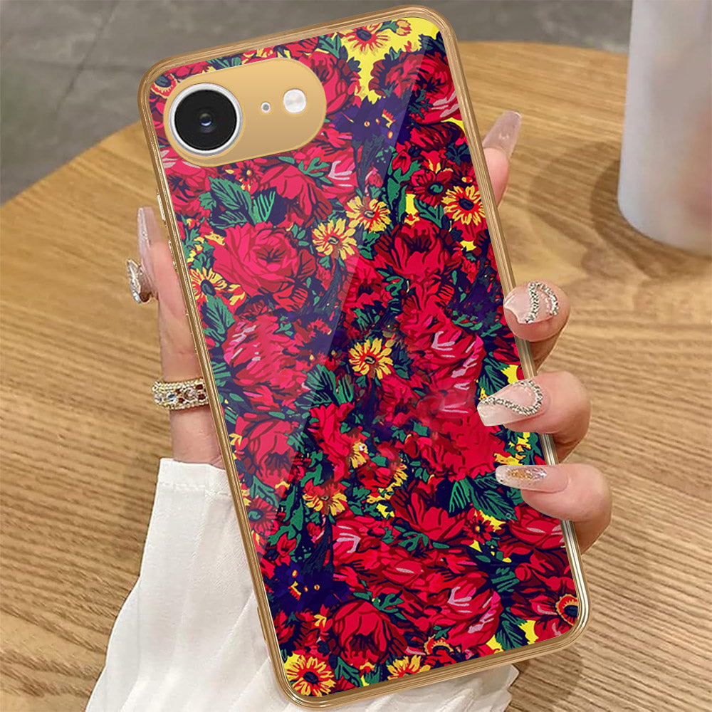 iPhone 16e - Floral Series - HQ Premium Shine Durable Golden Electroplate Case