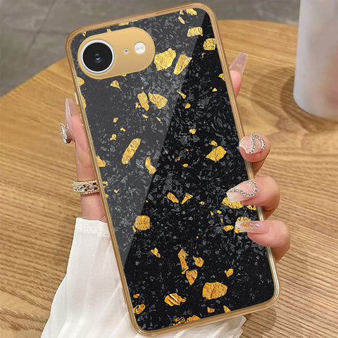 iPhone 16e - Black Marble Series - HQ Premium Shine Durable Golden Electroplate Case