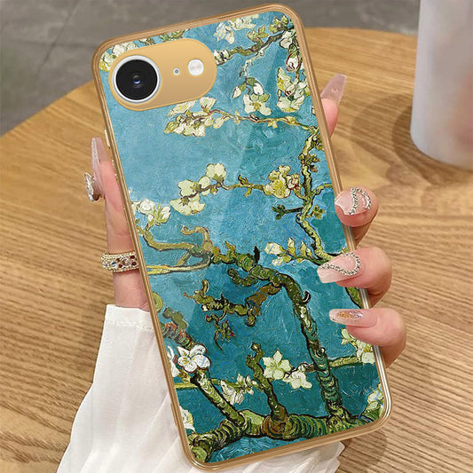iPhone 16e - Floral Series 2 - HQ Premium Shine Durable Golden Electroplate Case