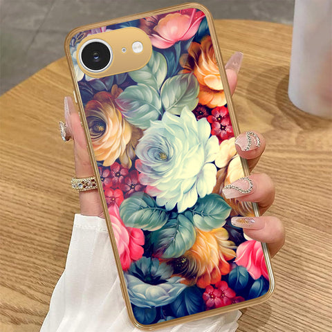iPhone 16e - Floral Series 2 - HQ Premium Shine Durable Golden Electroplate Case