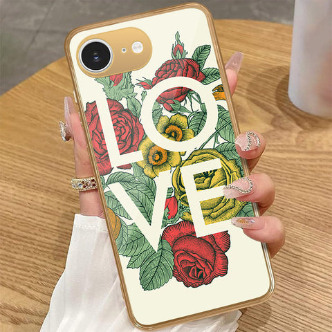 iPhone 16e - Floral Series 2 - HQ Premium Shine Durable Golden Electroplate Case