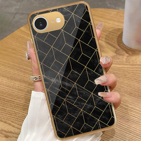 iPhone 16e - Black Marble Series - HQ Premium Shine Durable Golden Electroplate Case
