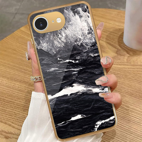 iPhone 16e - Black Marble Series - HQ Premium Shine Durable Golden Electroplate Case