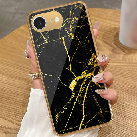 iPhone 16e - Black Marble Series - HQ Premium Shine Durable Golden Electroplate Case