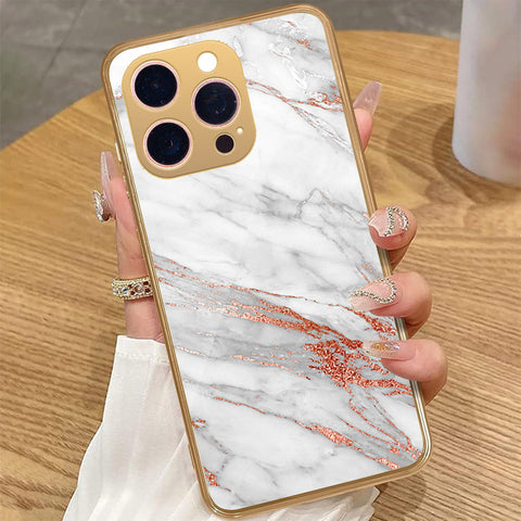 iPhone 16 Pro Max - White Marble Series - HQ Premium Shine Durable Golden Electroplate Case