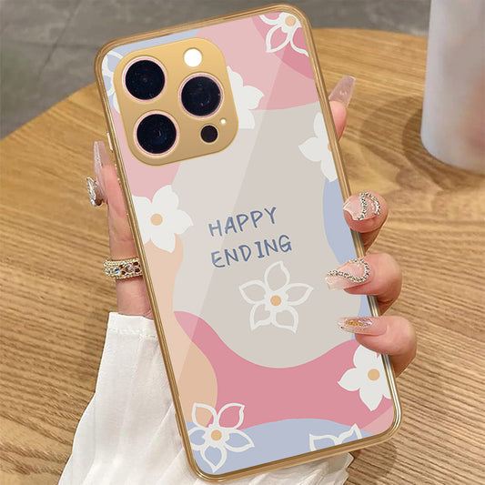 iPhone 15 Pro Max - Happy Series - HQ Premium Shine Durable Golden Electroplate Case