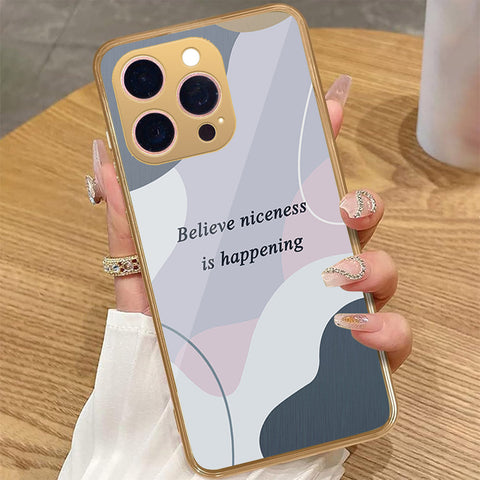 iPhone 14 Pro Max - Happy Series - HQ Premium Shine Durable Golden Electroplate Case