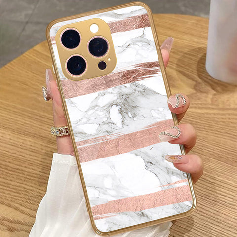iPhone 13 Pro Max - White Marble Series - HQ Premium Shine Durable Golden Electroplate Case